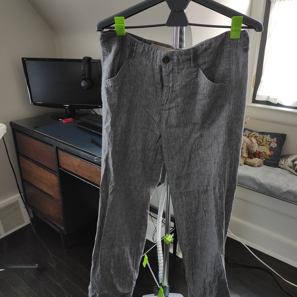 Anthropologie Pilcro Grey Linen Trousers